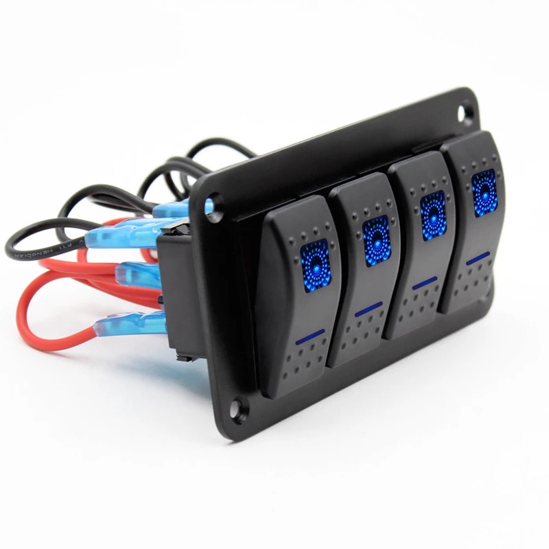 12V 24V 4 банда синий 2 светодиодный светильник кулисный переключатель Панель