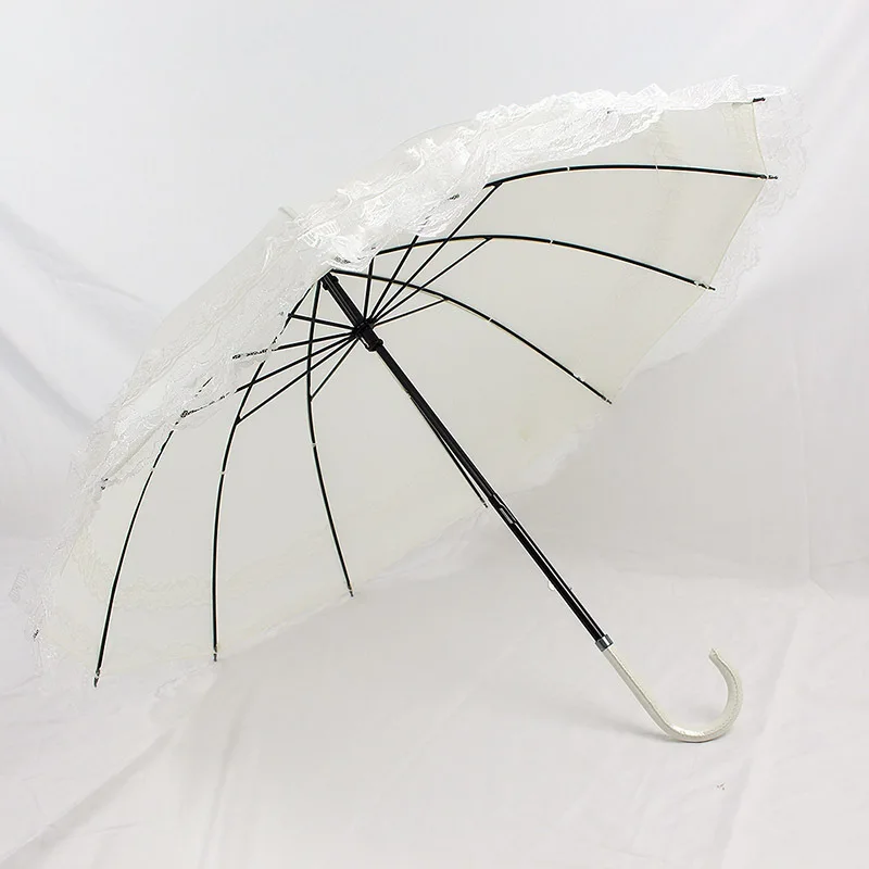 White Lace Ladies Umbrella Japanese And Korean Style Long Handle Photography Decoration Princess Gift | Дом и сад