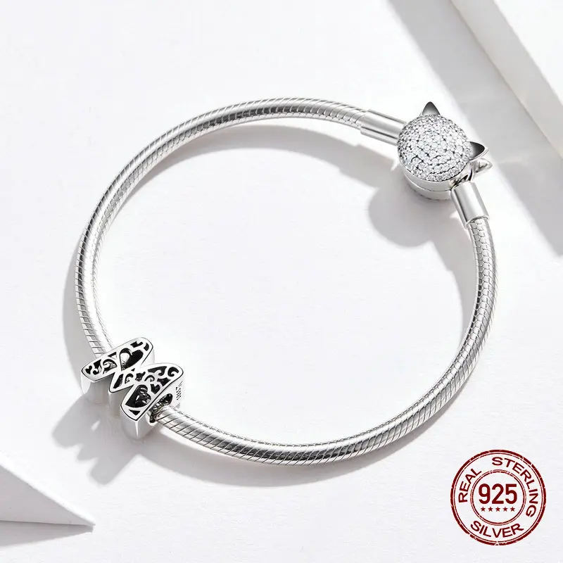 26 алфавитов, A-Z,, серебряные бусины 925 пробы, Подходит для Pandora, браслет, ожерелье, Подвеска для женщин, изготовление ювелирных изделий