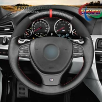 diy hand sewn carbon fiber leather suede car steering wheel cover for bmw f11 m5 f10 f12 f13 car interior accessories