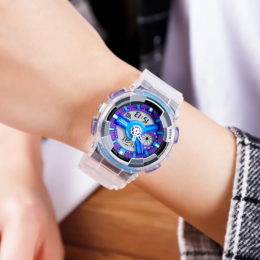 Мужские электронные часы SANDA Цифровые кварцевые наручные с двойным дисплеем