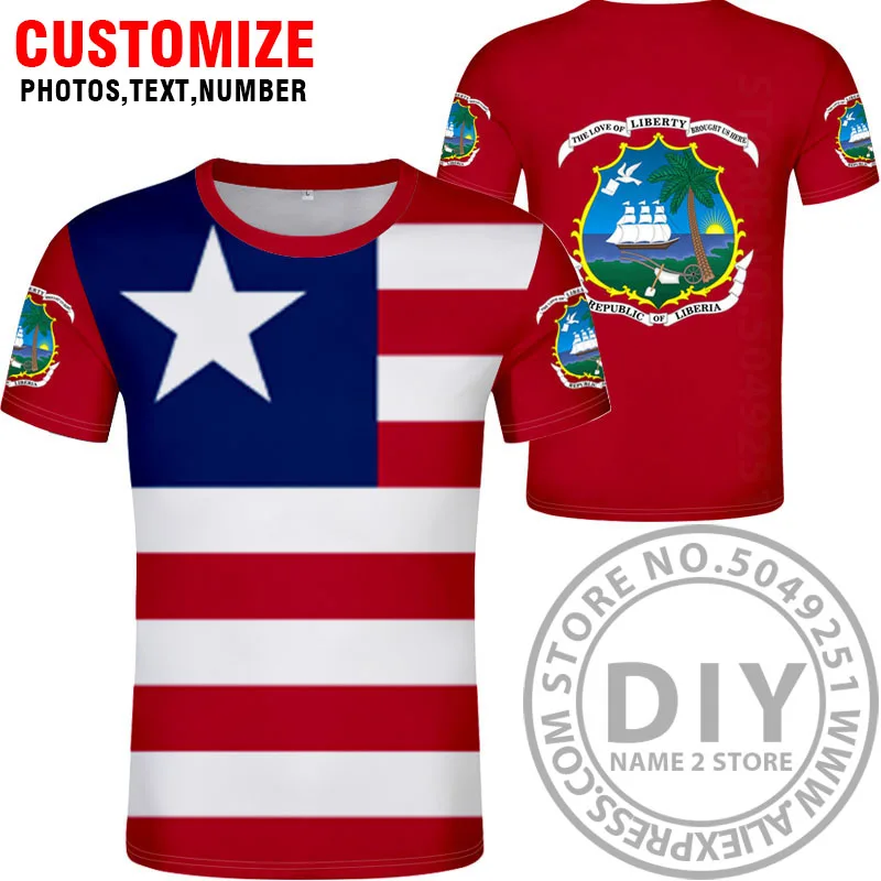 Футболка с надписью LIBERIA Бесплатная доставка национальным флагом Одежда