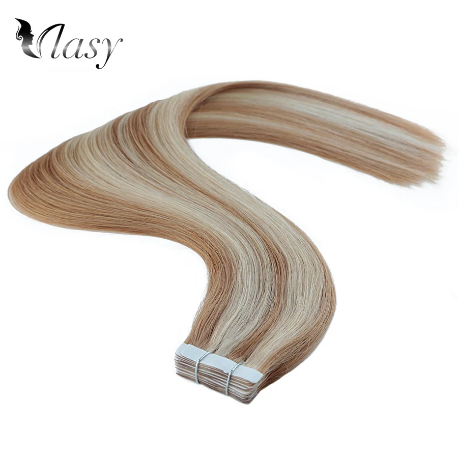 P27-613 Vlasy 16 ''20'' 24 ''Волосы Remy на ленте для наращивания, цвет пианино, прямые волосы с двойным нарисованным плетением, клейкая лента для наращивания - Цвет: P27-613