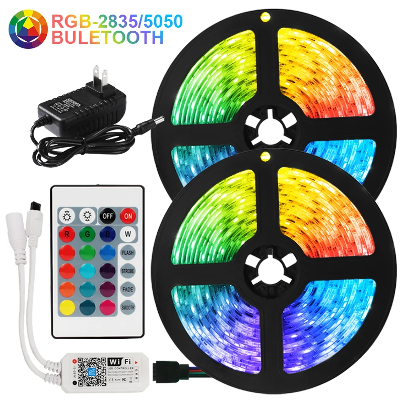 

LED Strips Lights DC12V 5M 10M 15M 20M Color WiFi Flexible Lamp Tape Ribbon Diode RGB 5050 SMD 2835 Waterproof Bluetooth Iuces