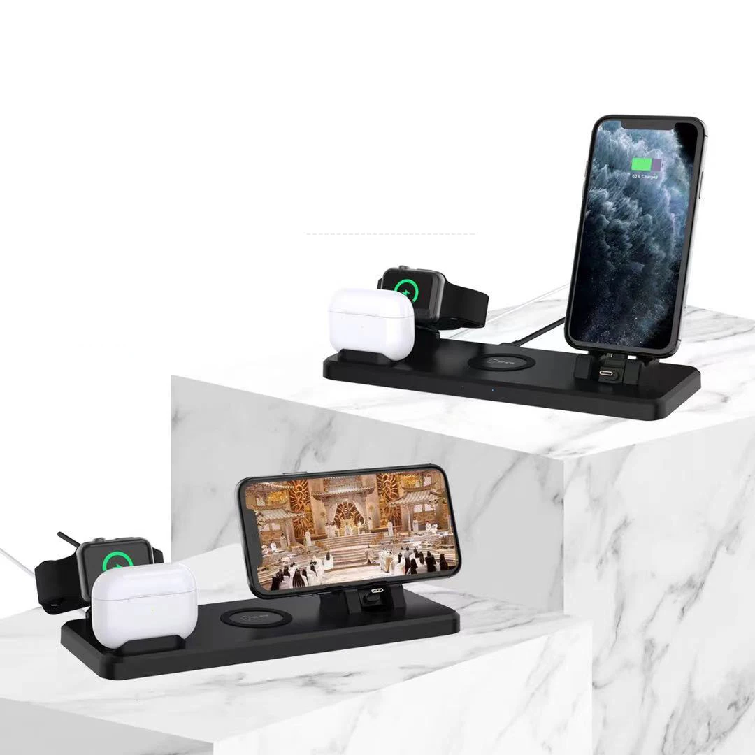 

15W Qi 6 in 1 Switchable Wireless Fast Charger for iPhone 12 11 Max Mini X XS AirPods Pro Apple Watch Samsung Hawei Phone