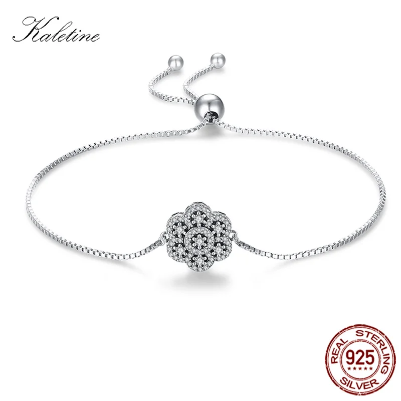 Женские очаровательные браслеты Kaletine из стерлингового серебра 925 пробы с цветком