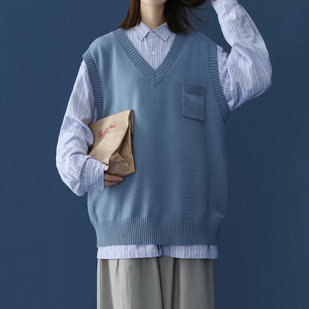 Разборчивого женская вязаная жилетка осень зима свитер без рукавов с О образным