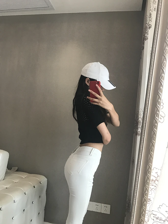 2019 new fashion women's clothing Autumn retro high waist pencil pants solid color Slim thin feet jeans stretch | Женская одежда