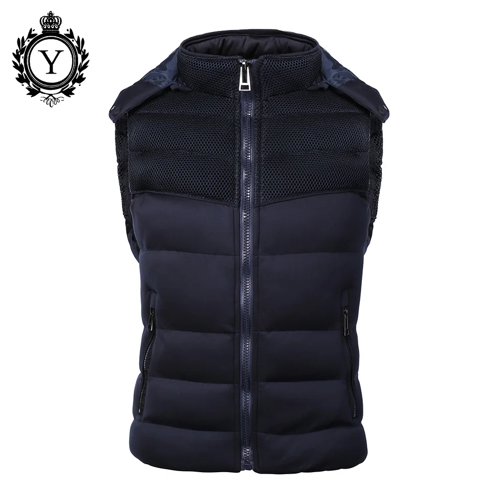 COUTUDI, популярная мужская куртка, без рукавов, veste homme, зимние модные повседневные пальто, мужские с капюшоном, с хлопковой подкладкой, мужской жилет, пуховики - Цвет: Dark Blue