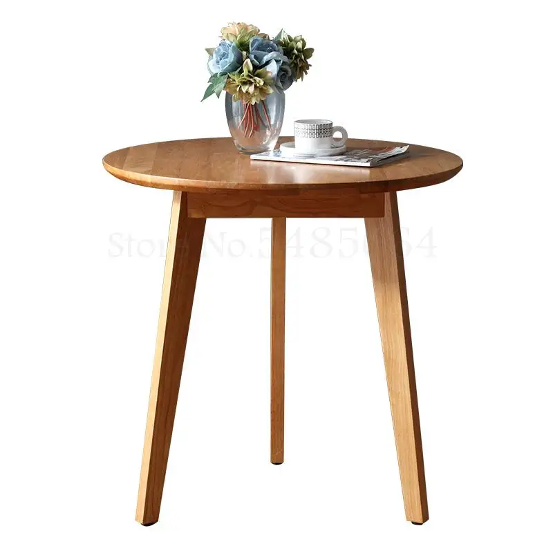 Круглый обеденный стол в скандинавском стиле из цельного дерева для двух человек