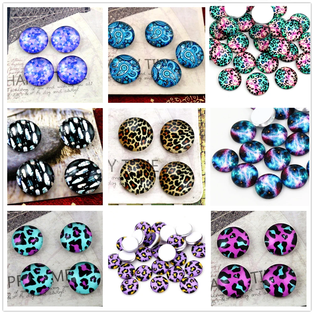 

Hot Sale leopard print 9 Style 8mm 10mm 12mm Handmade Photo Glass Cabochons