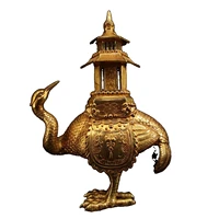 laojunlu a hand crafted gilt copper incense burner with a crane backed tower antique bronze masterpiece collection of solitary