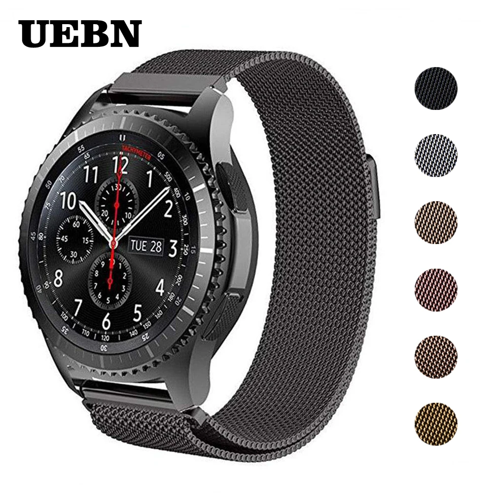 UEBN 22mm 20mm Milanese Loop Replacement Watch Band For Garmin Vivoactive 3 Samsung Gear S2 S3 Active 2 Sport strap watchbands