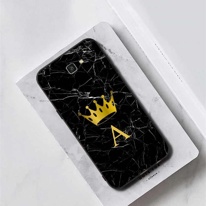LVTLV DIY инициалы имя письмо монограмма черный мрамор Корона чехол для телефона samsung