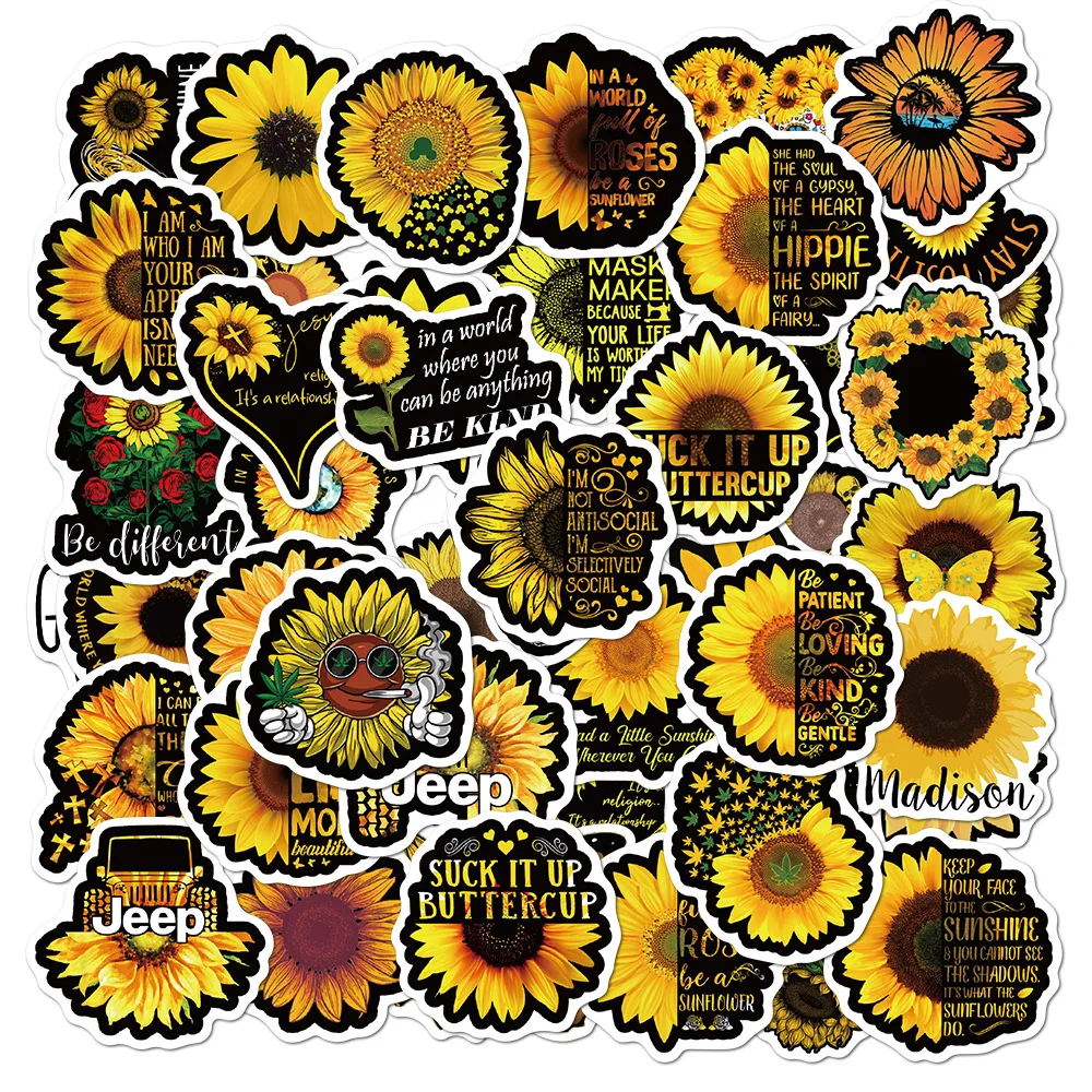 

50 шт. подсолнечника с принтом «you are my sunshine Стикеры s Наклейка для скрапбукинга "сделай сам" для ноутбука гитары PS4 автомобиля шлем Классически...
