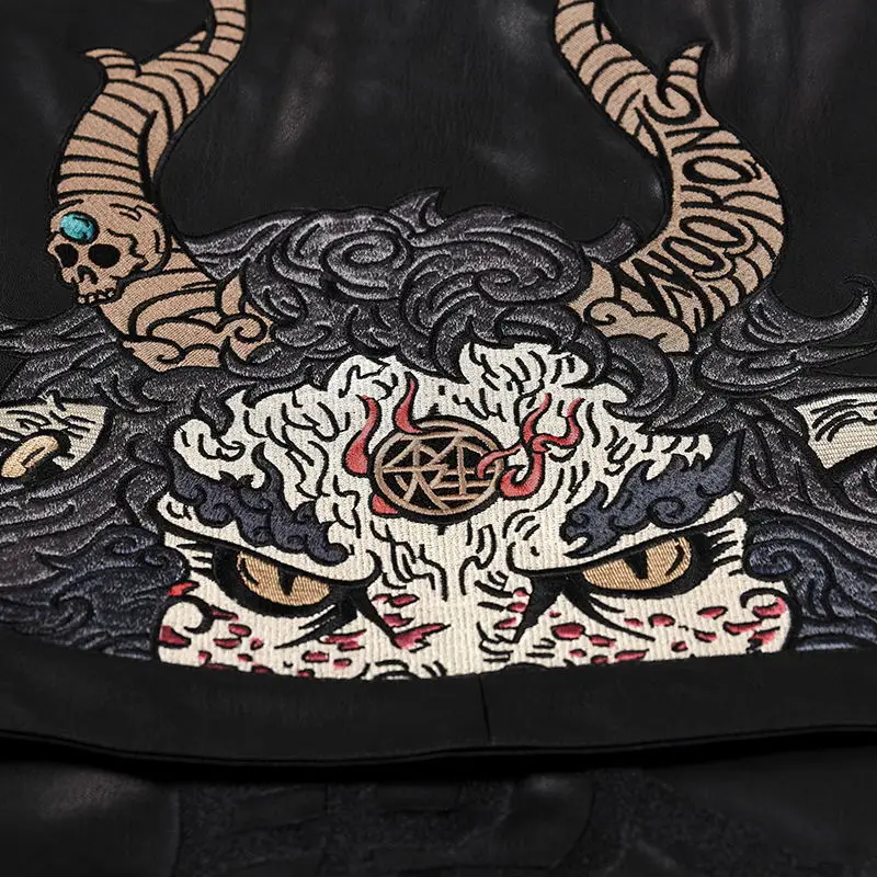 Wookong осень/зима в унисекс куртка кожаная tide beast Baize вышивка Перезагрузка Мужская байкерская куртка