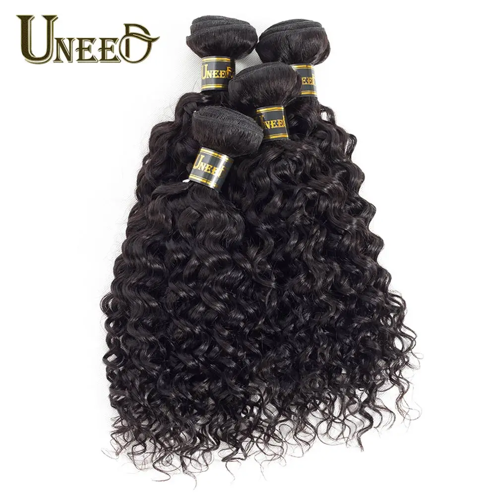 Uneed волосы индийские волнистые 4 пучка натуральный черный цвет Remy человеческие
