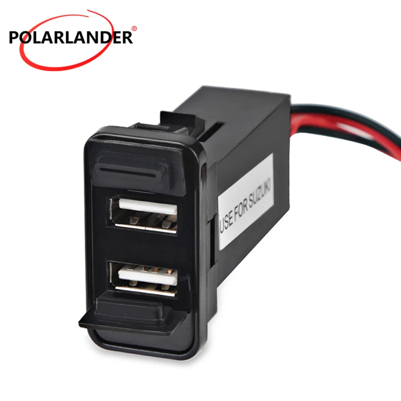 

hot 12V 2.1A ABS Dual USB Charger USB Car Charger Socket Dashboard For Suzuki Phone Charger Audio Port