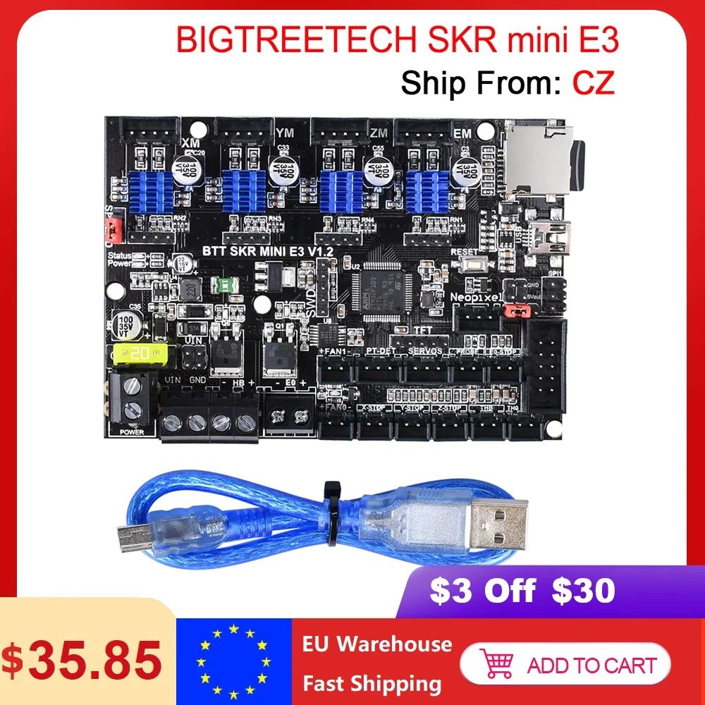 Плата управления BIGTREETECH SKR mini E3 V1.2 32 бита с TMC2209 UART VS TMC2208 для 3D-принтера Ender 3 Pro/5 V1.3 DIP