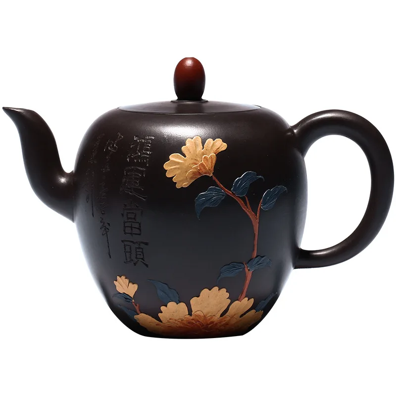 

Famous Zisha teapot Yixing raw black mud Hongyun tea pot hand painted daily department store tea set