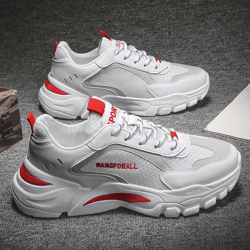 

CYYTL 2021 Men Casual Running Shoes Sport Increased Breathable Mesh Leather Outdoor Sneakers Flats for Male Deportivas Hombre