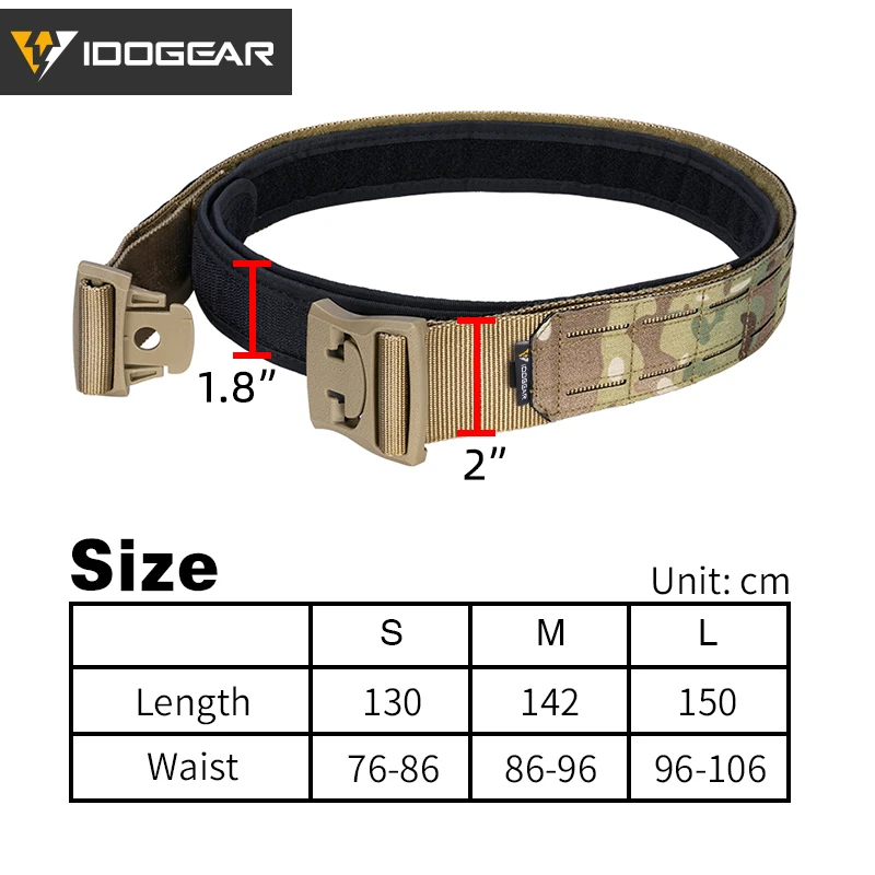 IDOGEAR 2-дюймовый тактический ремень быстросъемный для мужчин с лазерной системой