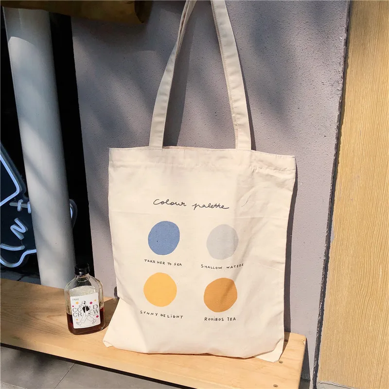 

Women Canvas Tote Shopper Bags Ladies Casual Cotton Cloth Shoulder Bag Eco Reusable Shopping Bag Fashion Cute Girl Beach Travel