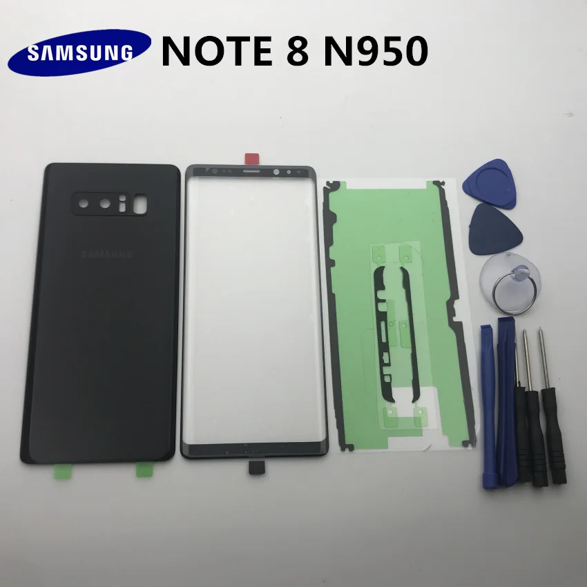 NOTE8, новинка,, для samsung Galaxy NOTE 8, N950, N950F, Задняя стеклянная крышка, задняя крышка, крышка батареи, дверь+ передняя стеклянная линза+ клей+ Инструменты