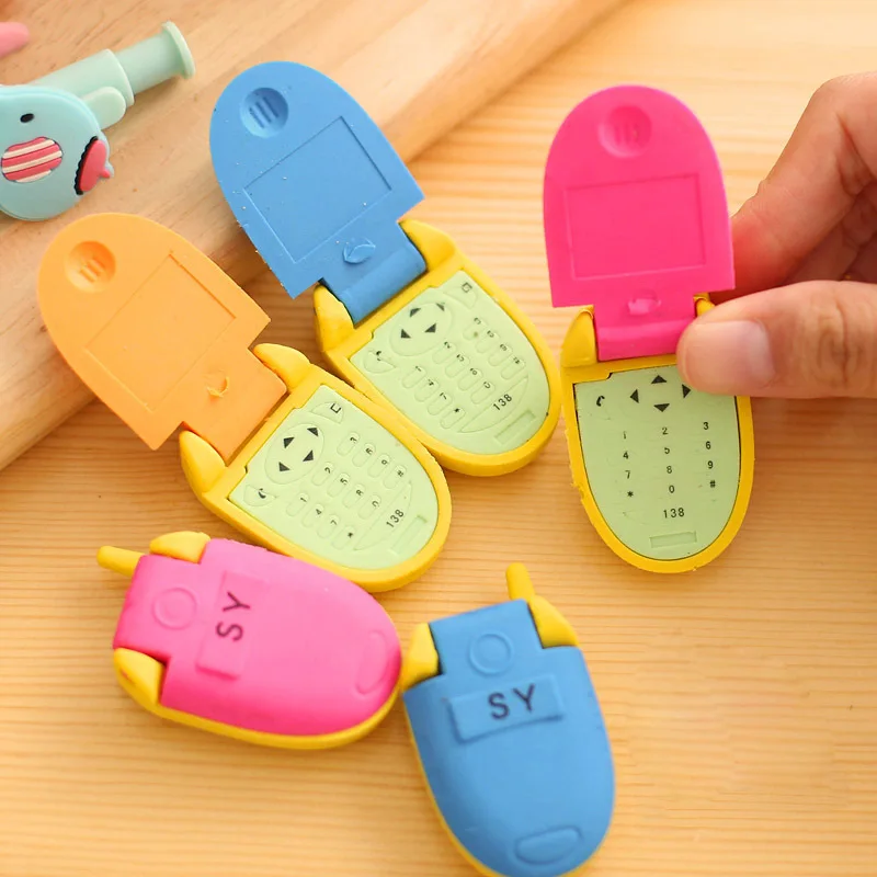 Tanie 24 Sztuk Korea Kreatywny Piśmienne Cute Cartoon Kompaktowy Telefon Gumka Dzieci Nauka Dostarcza Nagrody Prezenty