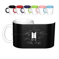 logo with new signatures 2020 black ceramic mugs coffee cups milk tea mug kpop logo sign signed signature autograph album