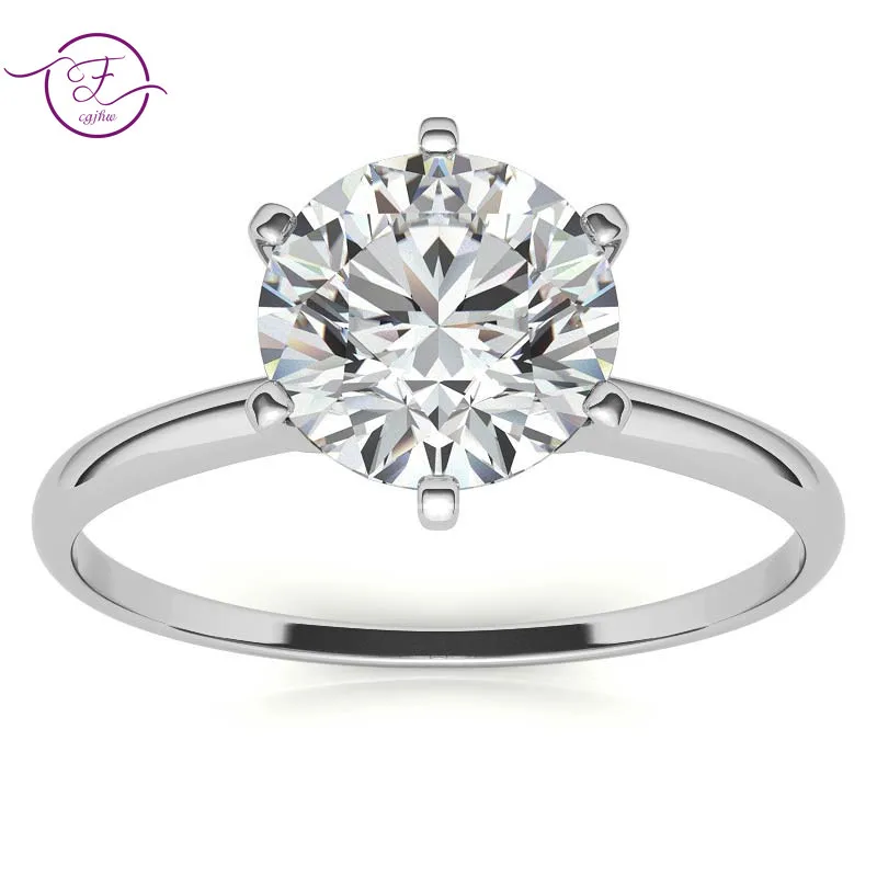 

Center Round Moissanite Ring 925 Sterling Silver Solitaire Engagement Wedding Ring for Women White Gold Petite Moissanite