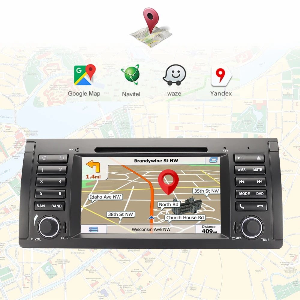 Eunavi 1 Din автомобильный DVD-плеер для BMW E39 E53 X5 Range rover 7 дюймов стерео радио GPS