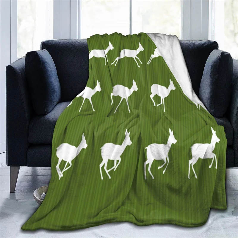 

White Fawn Navajo Cubre Camara Green Throw Blanket 3D Print On Demand Sherpa Super Comfortable For Sofa Thin Quilt