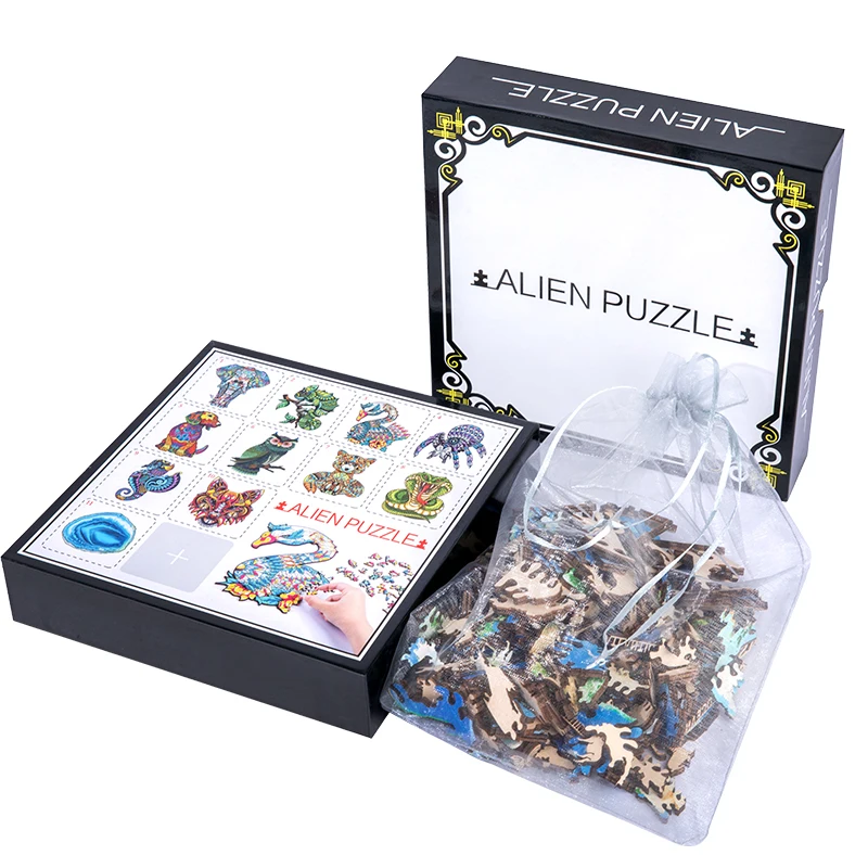 

Kid Creative Wood Jigsaw 16 Styles Color Animal Model 3d Puzzles for Adults Puzzle Box Children Montessori Educational Toys Gift