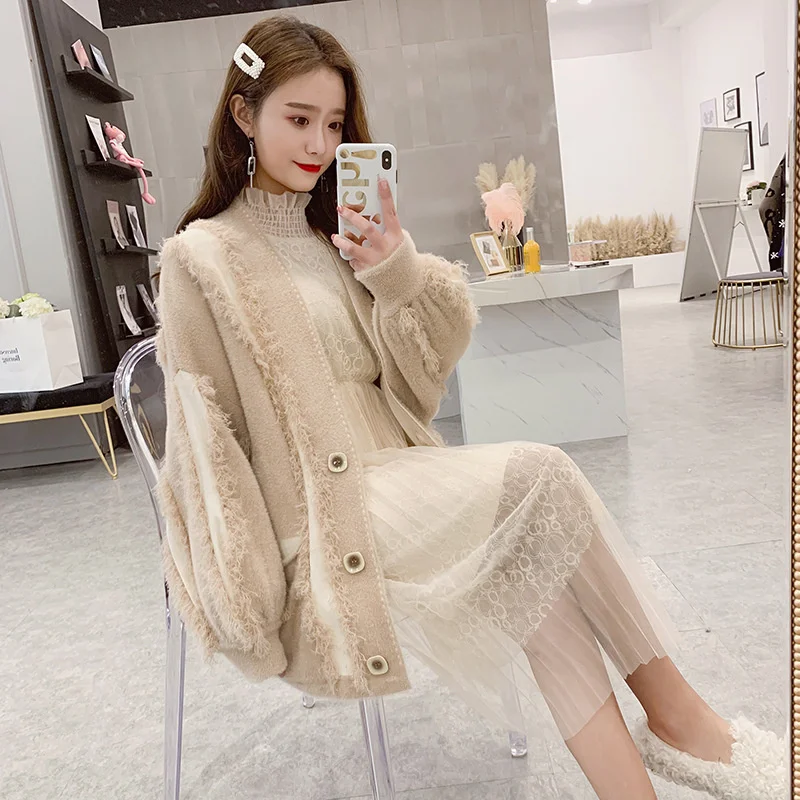 

IEQJ Loose Korean Style Tassel Solid Color Thick Sweatshi Cardigan New Long Sleeve Women Fashion Spring Autumn 2021 3F1583