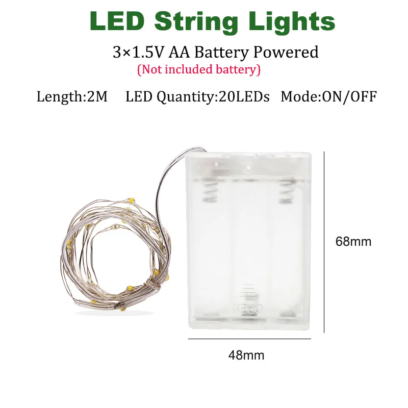 2M 3AA Battery Сказочный светильник s Led медный 1-10 м Рождественская лампа CR2032 кнопка батареи светодиодный светильник-Гирлянда для украшения рождества и свадьбы - Испускаемый цвет: 2M 3AA Battery