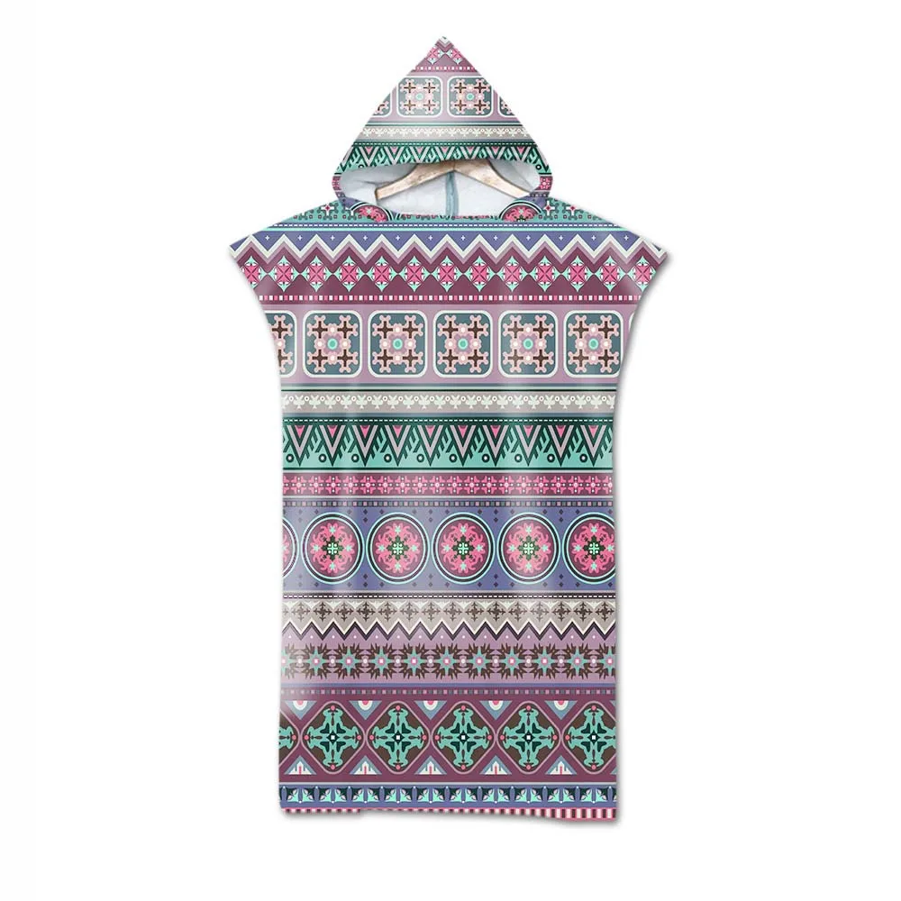 Геометрические микрофибры банное пляжное полотенце с капюшоном халат пончо для