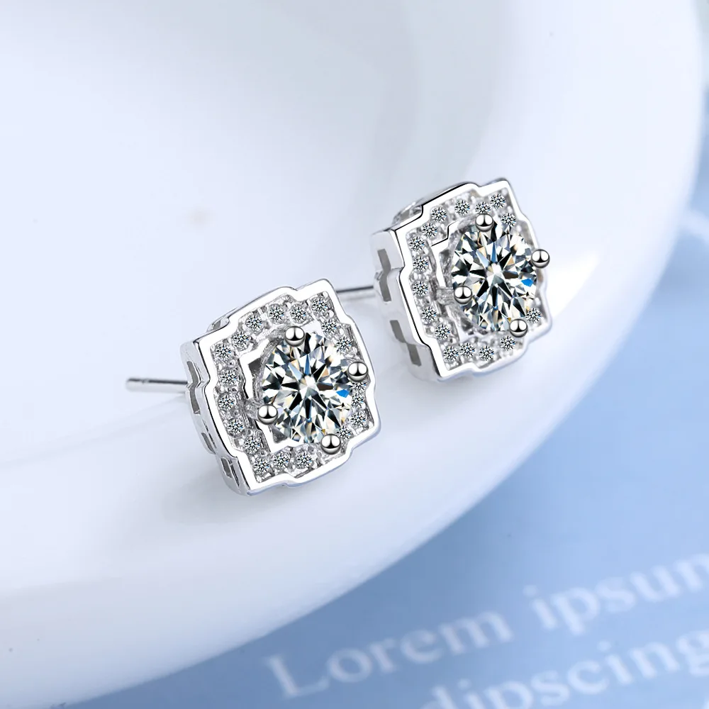 

Exquisite Zircon Crystal Flower Earrings For Women Girl 925 Sterling Silver Cute Stud Earring Wedding Gift Boucle D'oreille