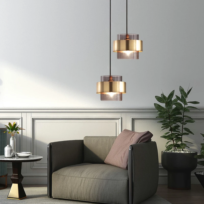 Скандинавский стеклянный металлический подвесной светильник современный