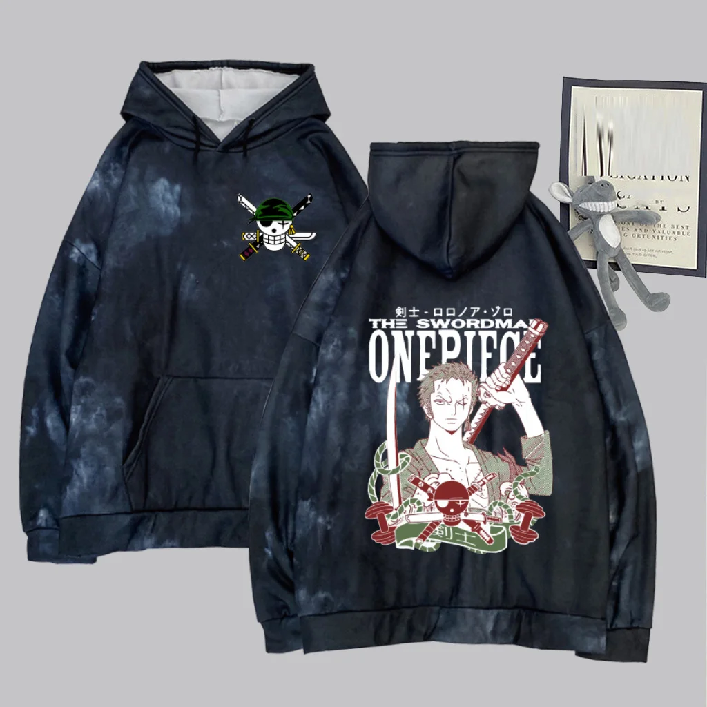 

Uniex Anime Hoodie One Piece Tie-dye Pullovers Tops Long Sleeve Casual Print Cloth