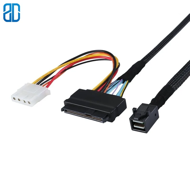 Mini SAS HD кабель внутренний SFF 8643 к U.2 8639 с 4-контактным разъемом питания SATA для