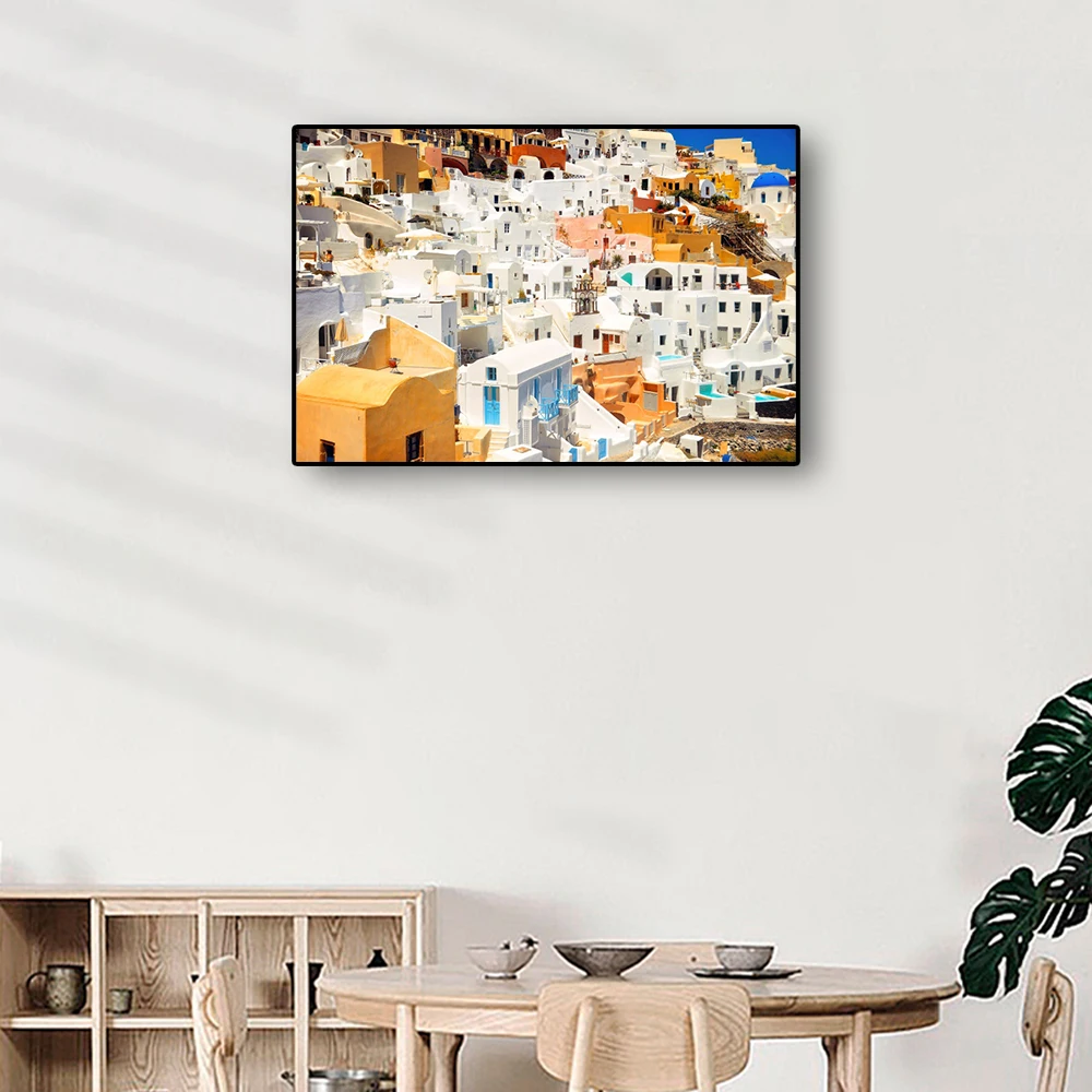 

Cassisy Modern Canvas Painting Santorini Beautiful Buildings Poster Printing Wall Picture Living Room Bedroom Home Fashion Decor