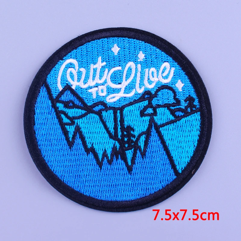 

Nature Adventure Patches Wave Patch Punk Skull Heart Patches On Clothes Stripe Van Gogh Patches For Clothes DIY Embroidery Patch