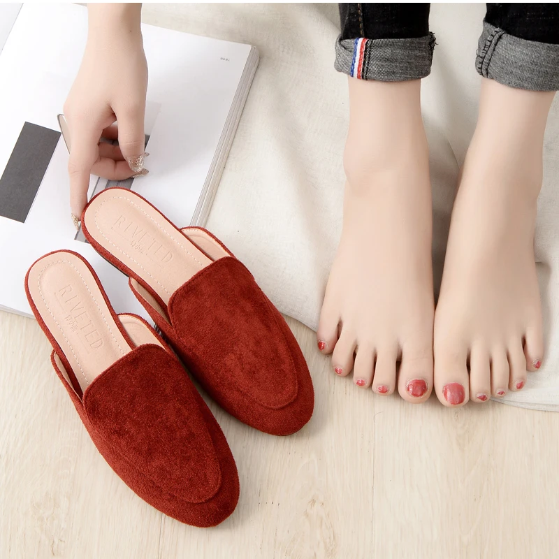 Women's Spring Autumn Flat Slippers Ladies Outdoor Casual Mules Shoes Female Luxury Lazy Fashion Slides Pointed Non-Slip Sandals
