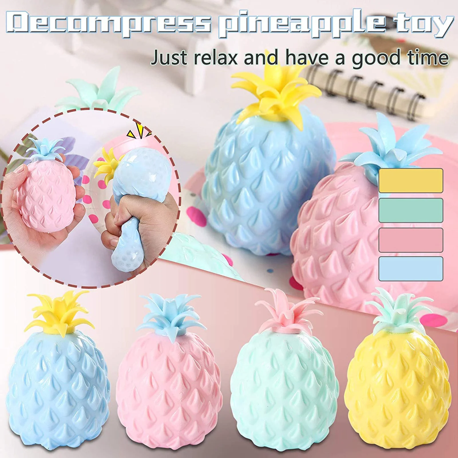 

1pcs Compressive Fun Soft Pineapple Ball Stress Reliever Toy Children Adult Squishy Antistress Creativity Sensory Toy Gift