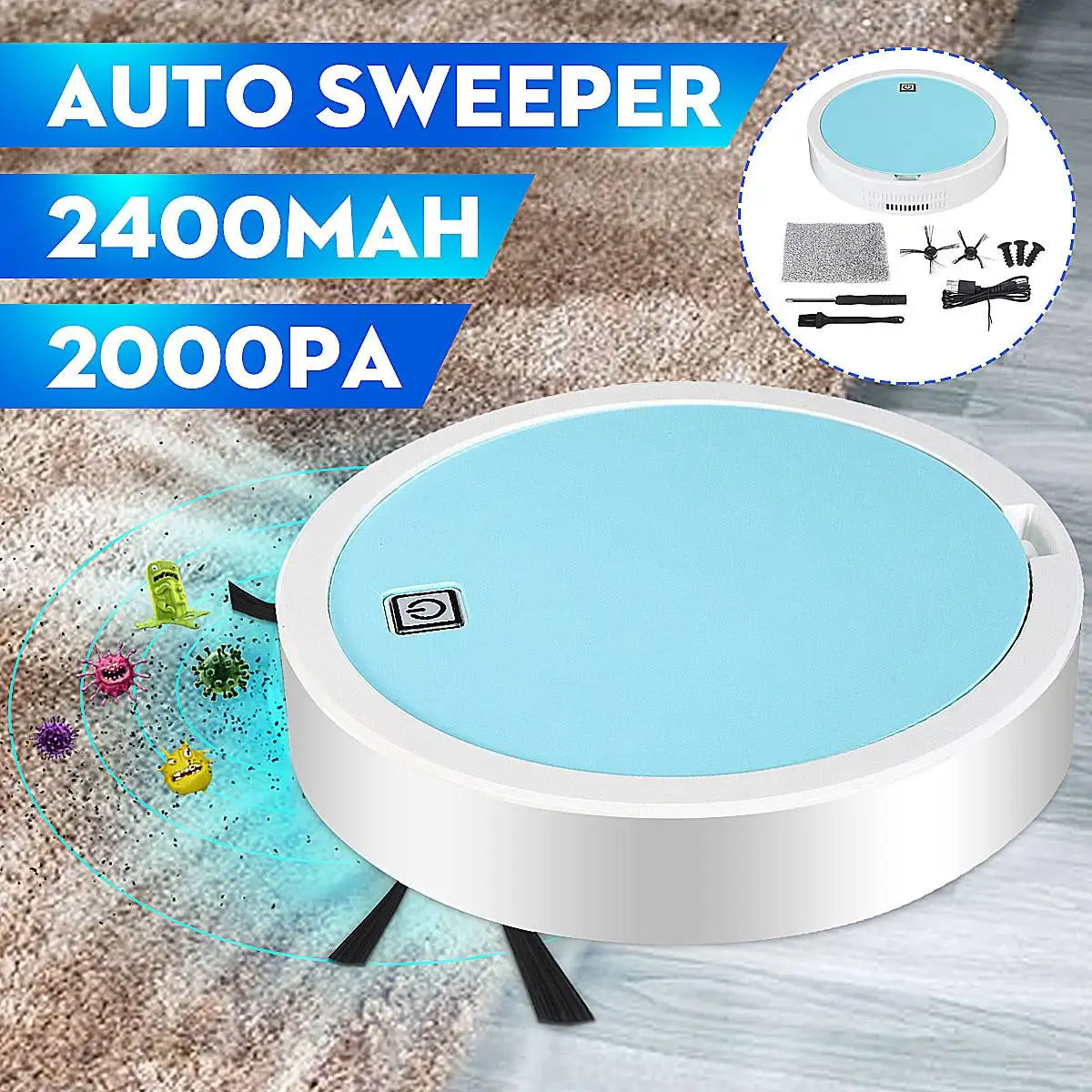 

3-in-1 Smart Robot Vacuum Cleaner for Home Automatic Sweeping Machine Dust Sterilize Cleaner 2000Pa Multifunctional Auto Sweeper