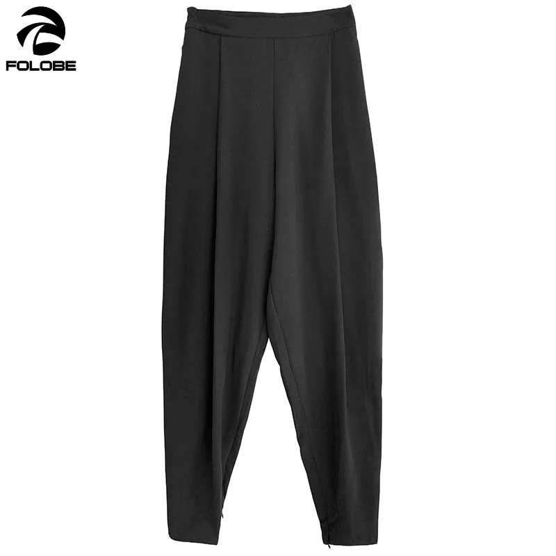 

FOLOBE 2021 Spring Fashion Pants Women High Waist Harem Trousers Zipper Loose Lantern Pants Casual Fashion Panelled Carrot Pant