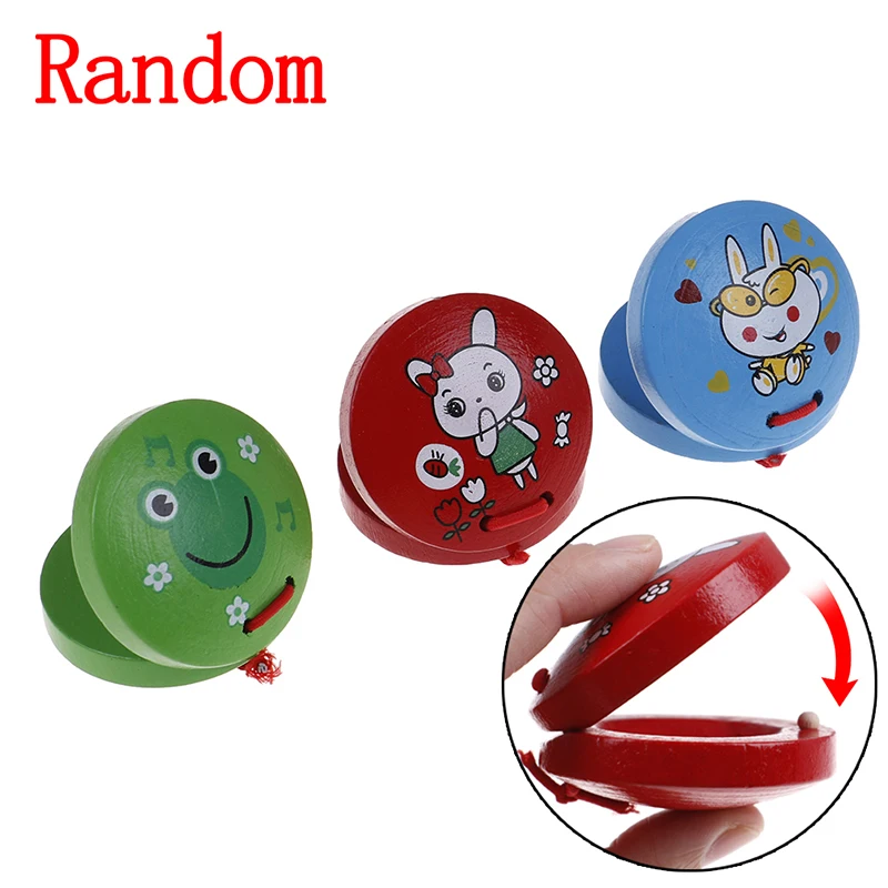 

New Children Musical Percussion Instrument Xmas Gift Cartoon Wooden Castanet Toy