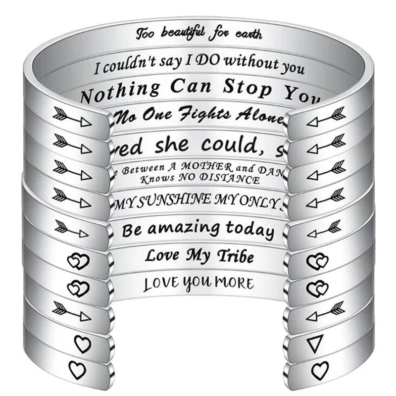 Оригинальные браслеты для женщин, персонализированные вдохновляющие ювелирные изделия, мантра-манжета, браслет для подруги, подарок для нее