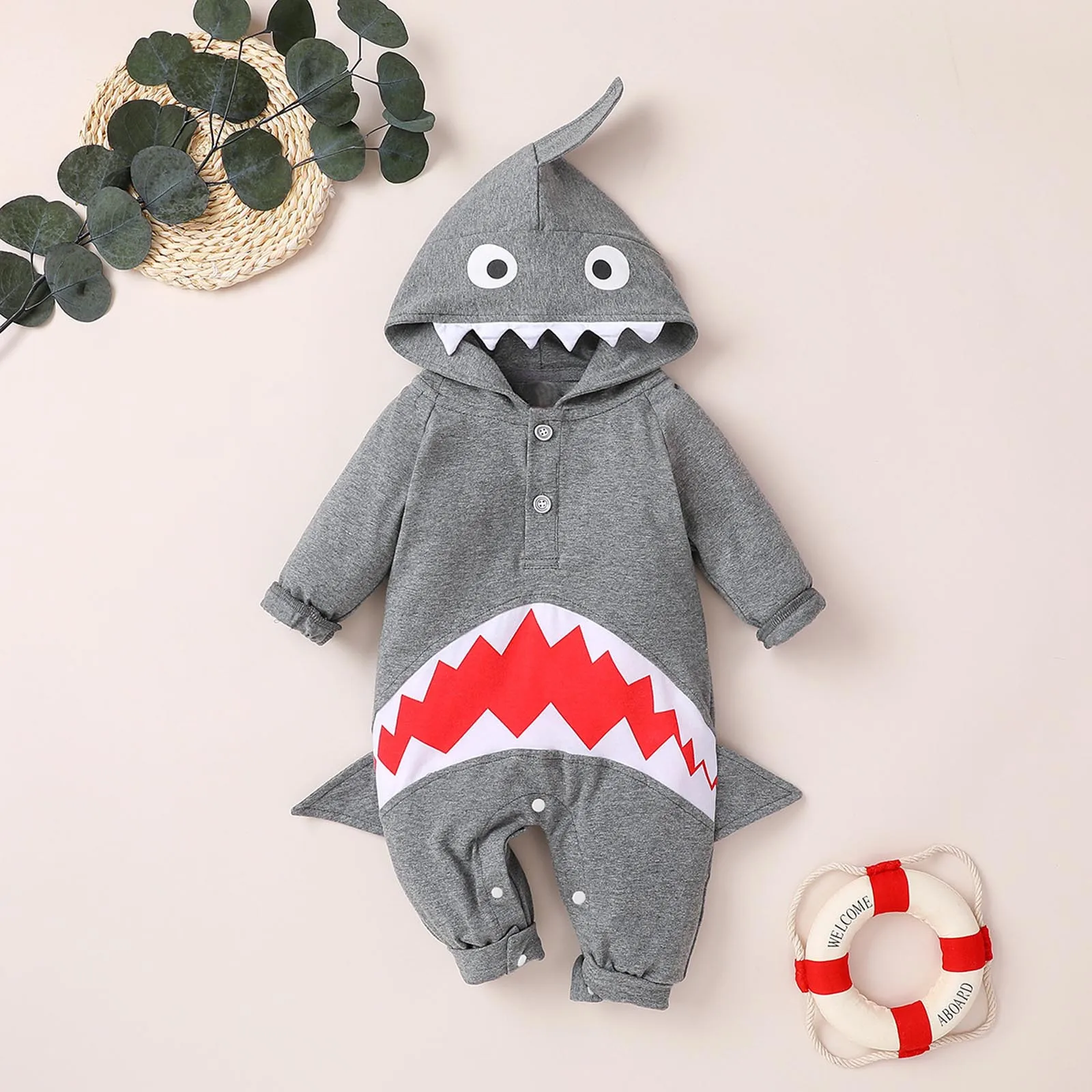 Детский хлопковый комбинезон с капюшоном длинным рукавом | Мать и ребенок